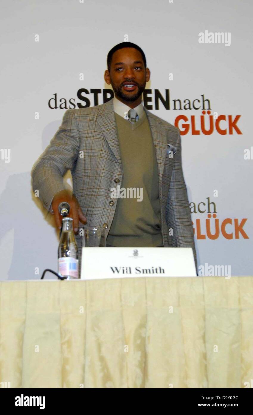 Protagonista Will Smith presso la conferenza stampa in occasione della tedesca premiere del film "La ricerca della felicità". Foto Stock