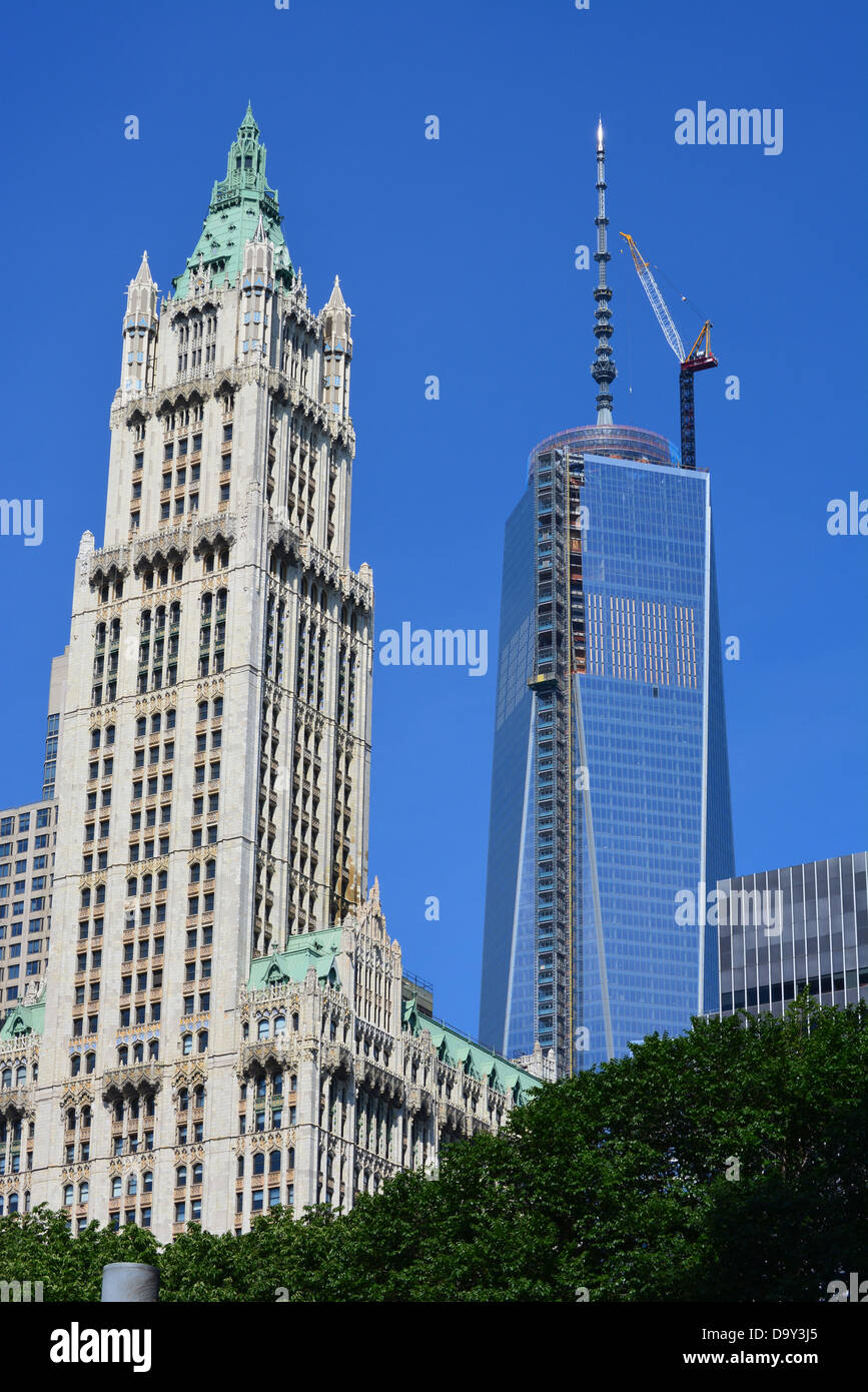 La parte inferiore di Manhattan grattacieli. Foto Stock