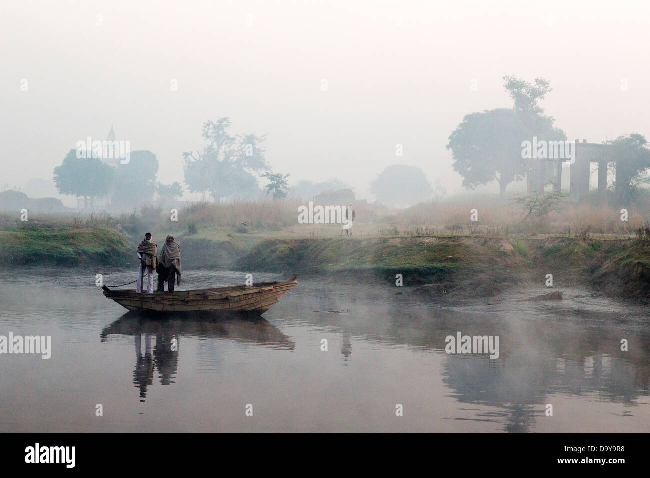 India, Uttar Pradesh, pescatori vicino a Aligarh Foto Stock