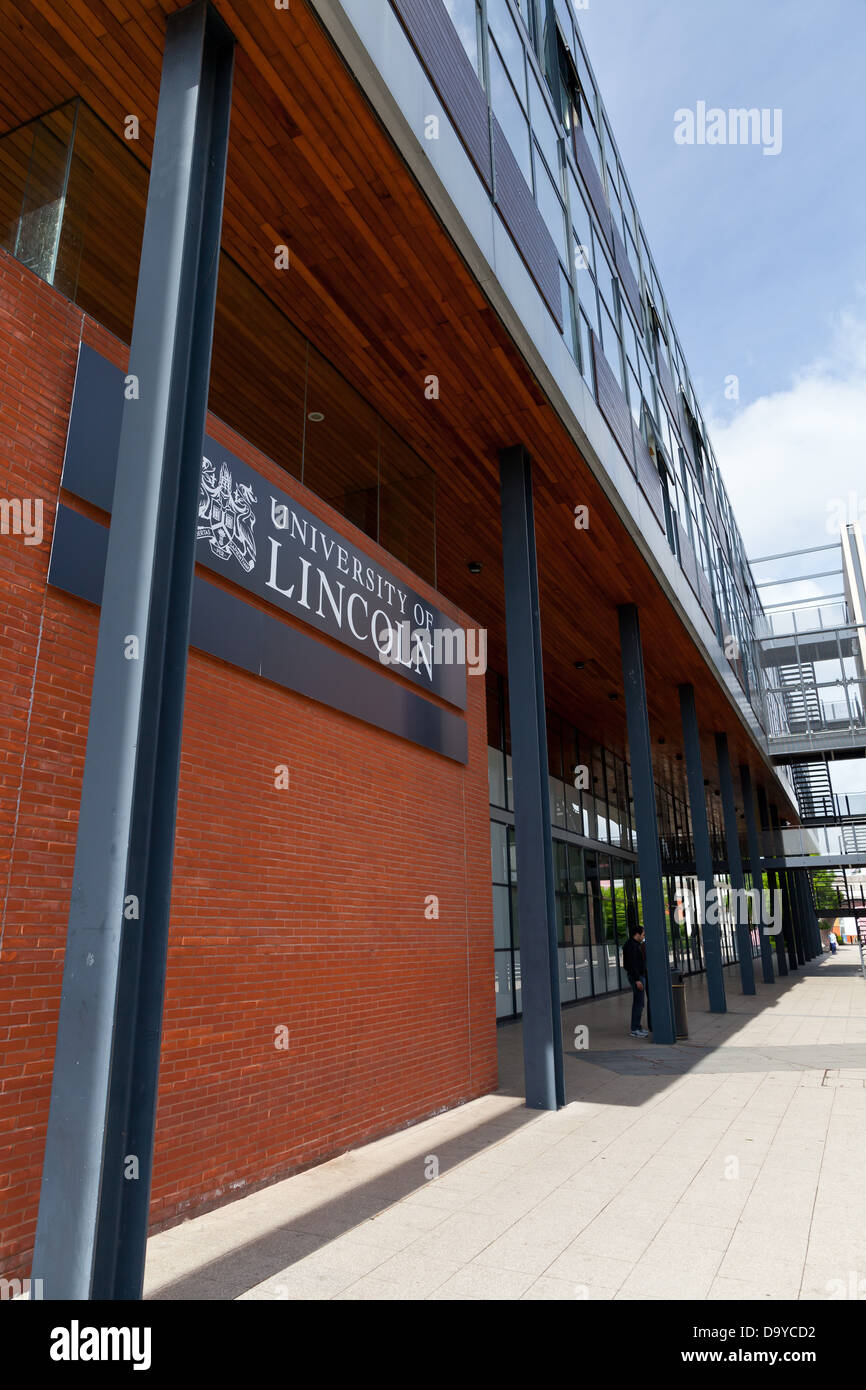 Lincoln University Brayford Pool di supporti di campus, filosofia e tecnologia edilizia; Lincoln, Lincolnshire, Regno Unito, Europa Foto Stock