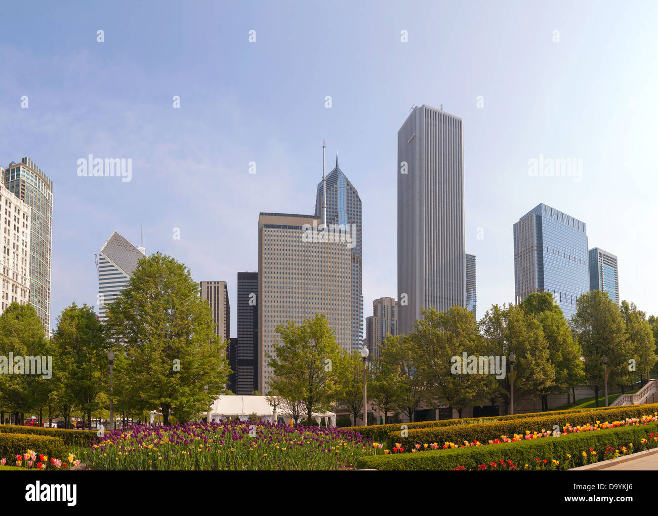 Paesaggio urbano Chicago panorama in una giornata di sole Foto Stock