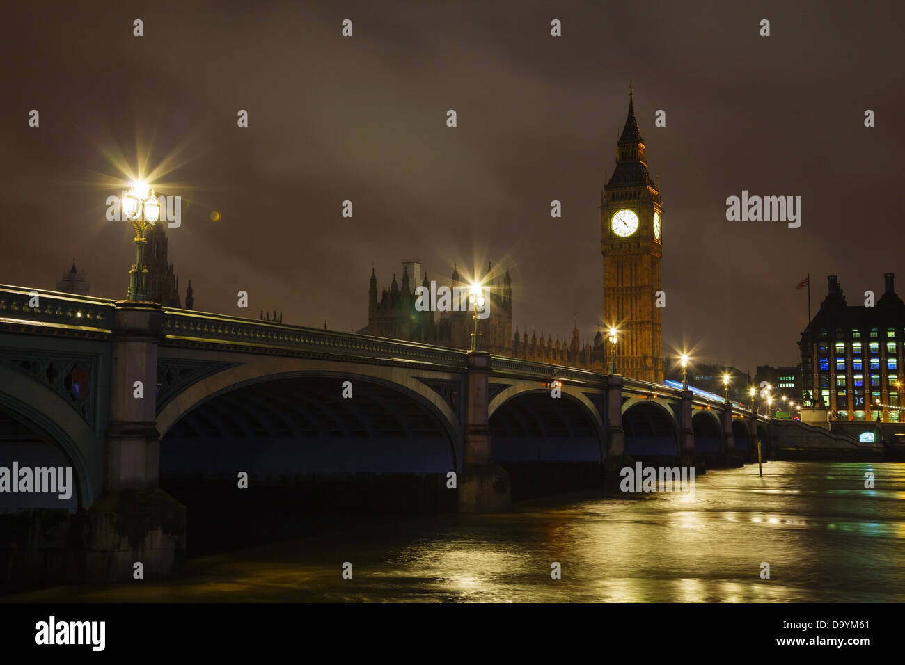 Westminster Bridge e il Big Ben la torre di Londra Foto Stock