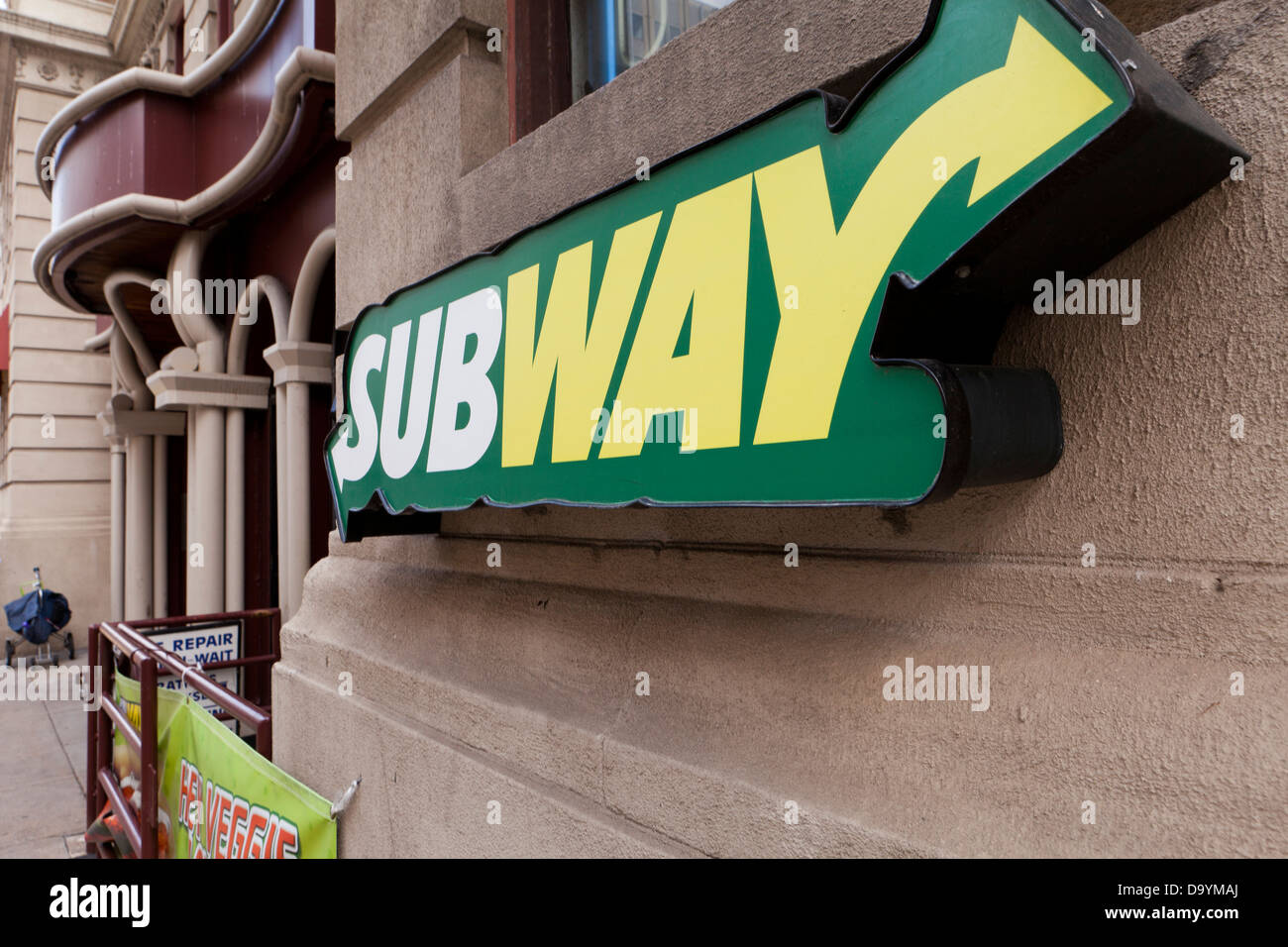 Subway restaurant sign - USA Foto Stock