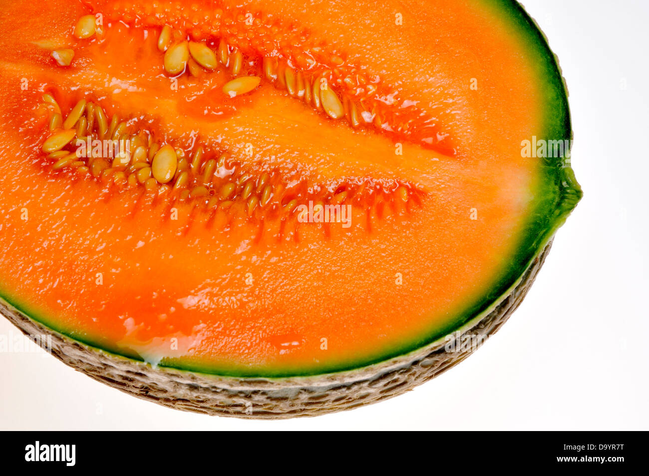 Il melone Cantalupo metà Foto Stock