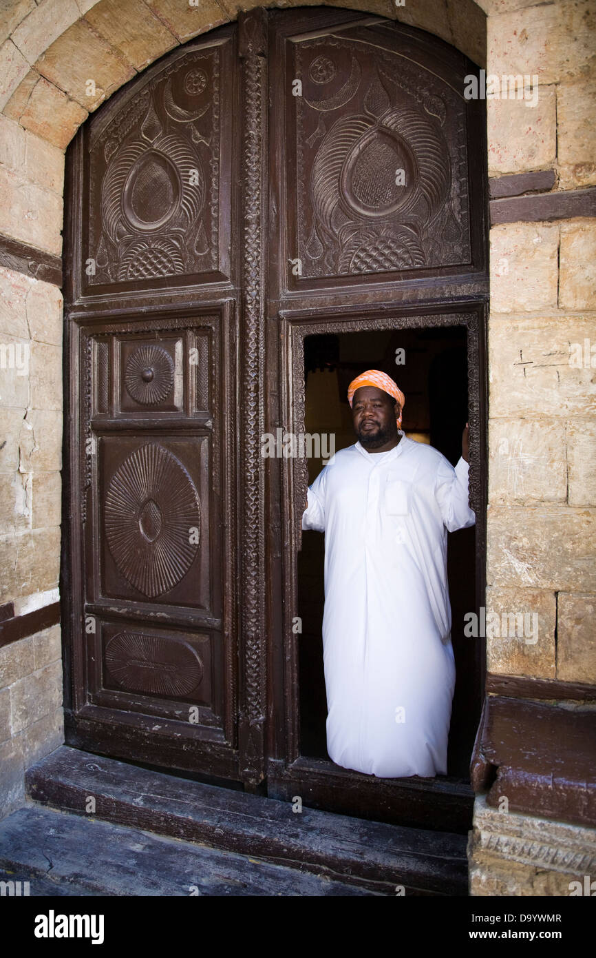 Il portiere, Naseef House, Old Jeddah (Al-Balad), Arabia Saudita. Foto Stock