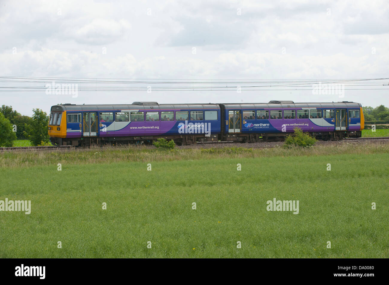 East coast main line a Ryther e Church Fenton, Yorkshire Foto Stock