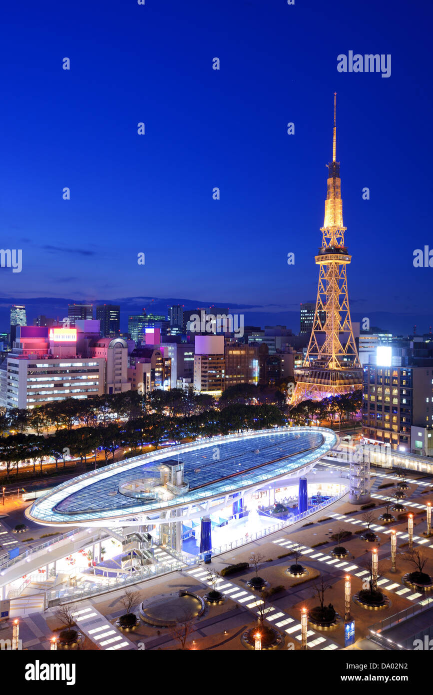 Nagoya, Giappone skyline al centro cittadino di Sakae District. Foto Stock