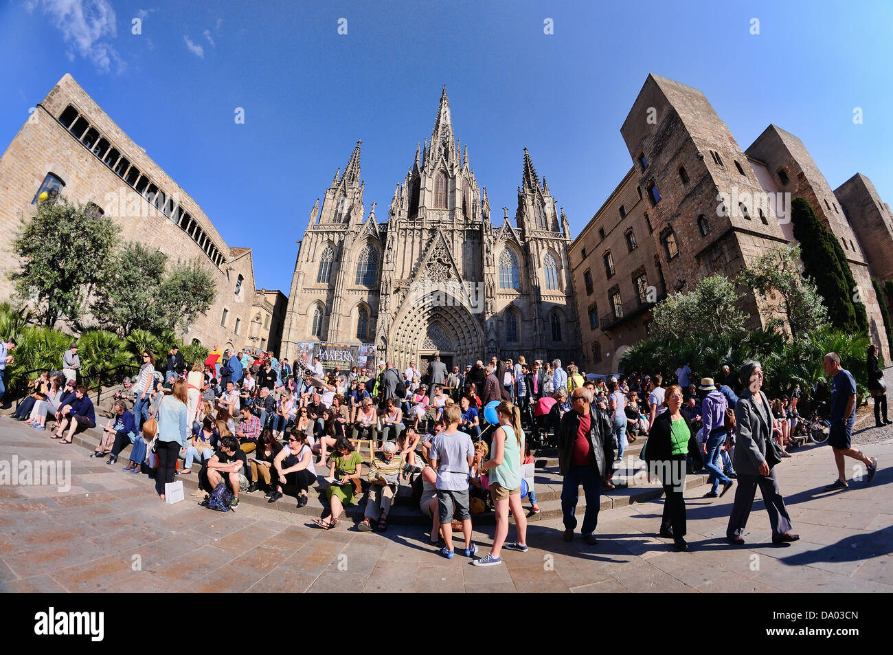 Barcellona - 4 maggio: la Cattedrale di Santa Croce e di Santa Eulalia, noto anche come la cattedrale di Barcellona. Foto Stock