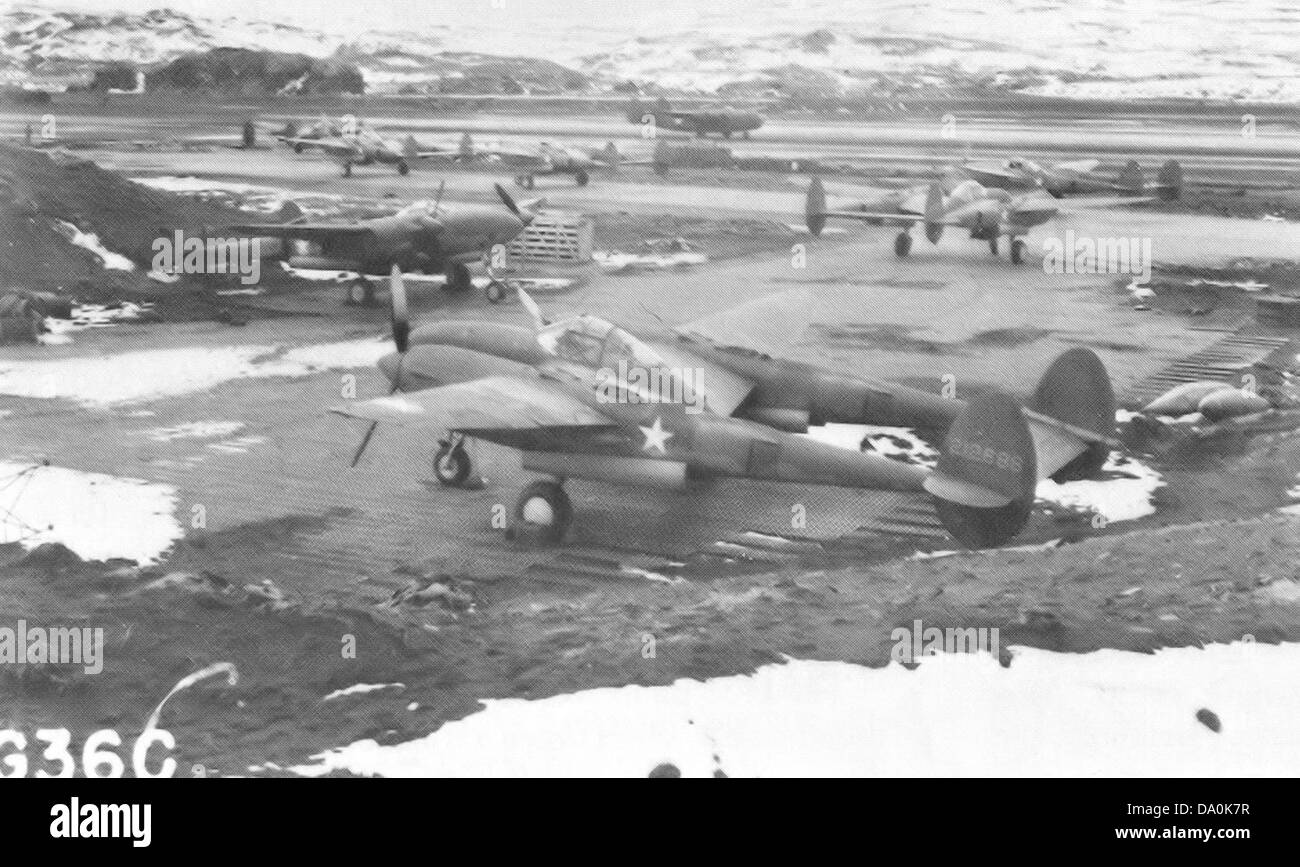 54Th Fighter Squadron P-38s Adak Alaska Foto Stock