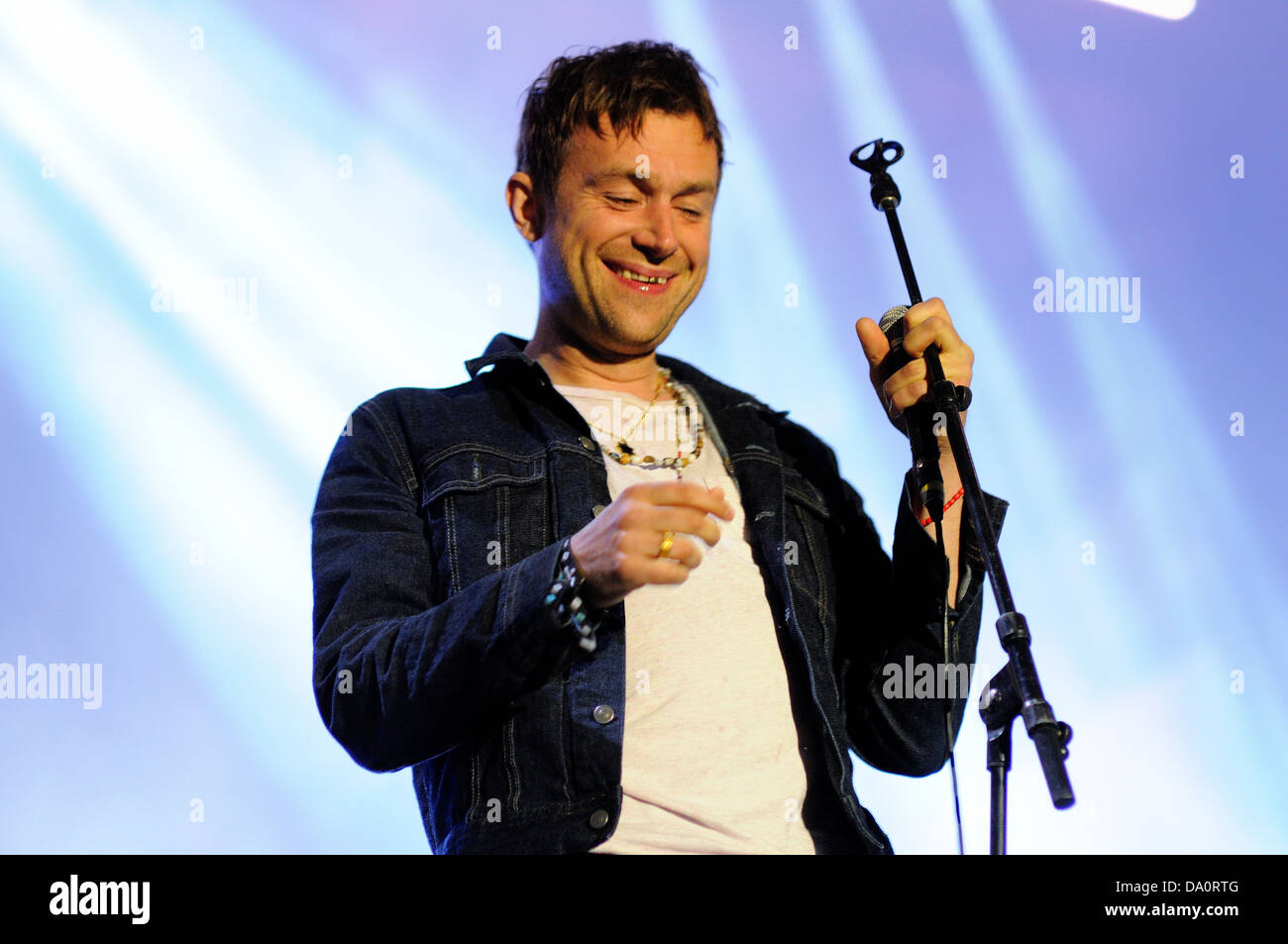 Barcellona - 25 Maggio: Damon Albarn, frontman Blur banda, effettua presso Heineken Primavera Sound Festival 2013. Foto Stock