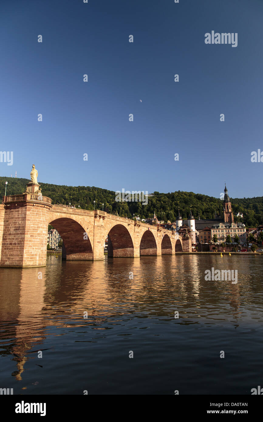 Heidelberg Altstadt e il Ponte Vecchio, Germania Foto Stock