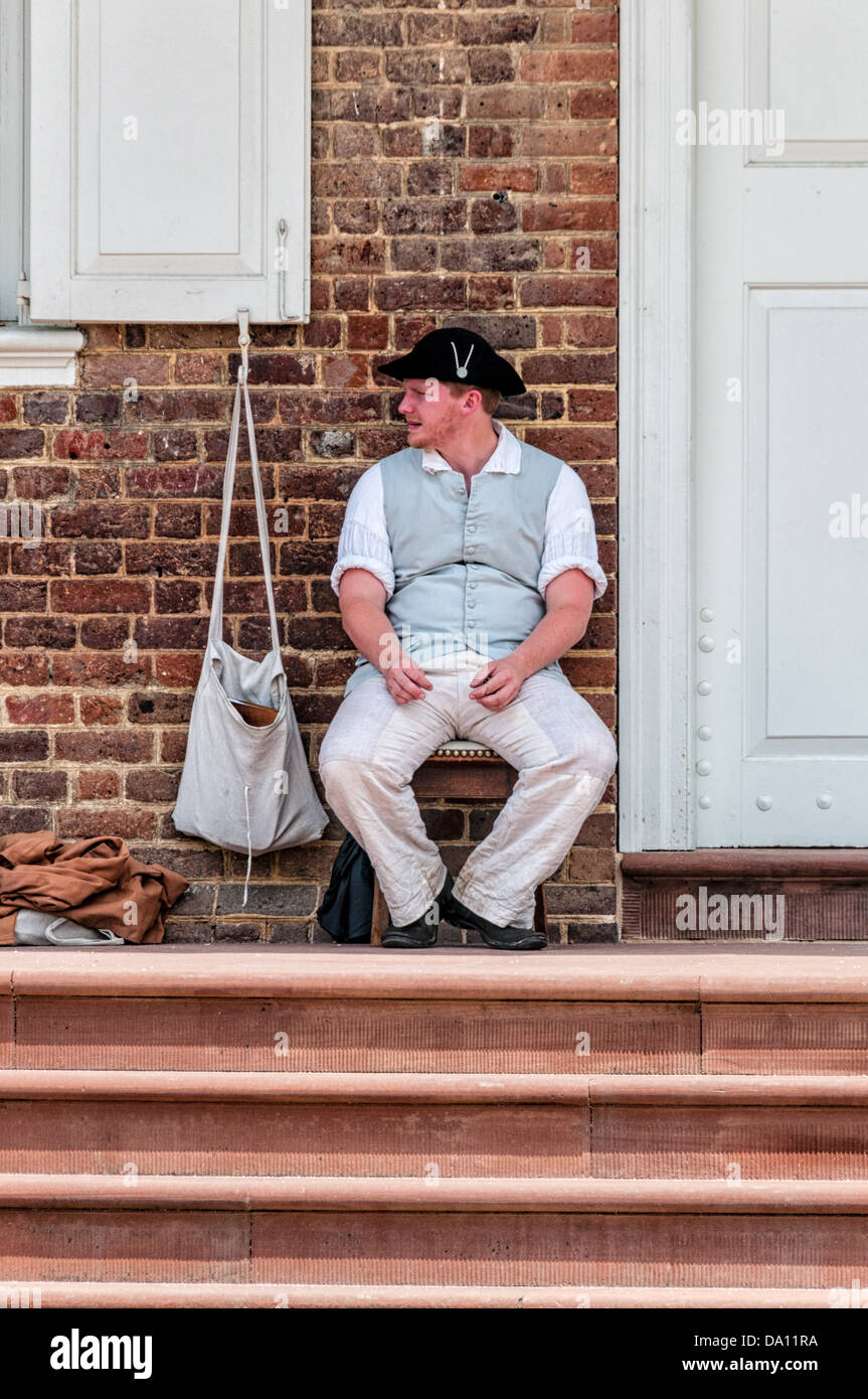 Reenactor, Colonial Williamsburg, Virginia Foto Stock