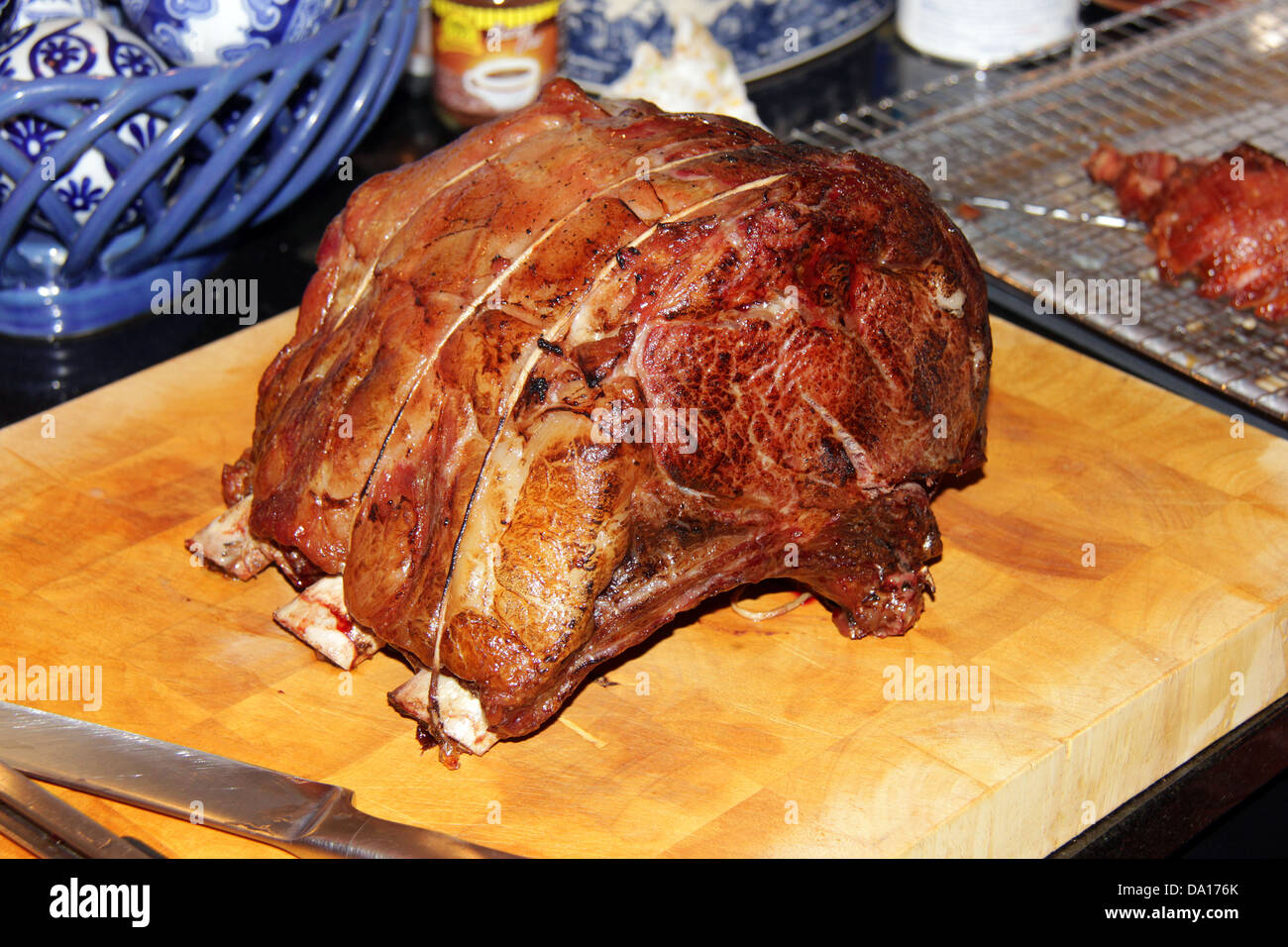 Costata di manzo tagliata. Foto Stock