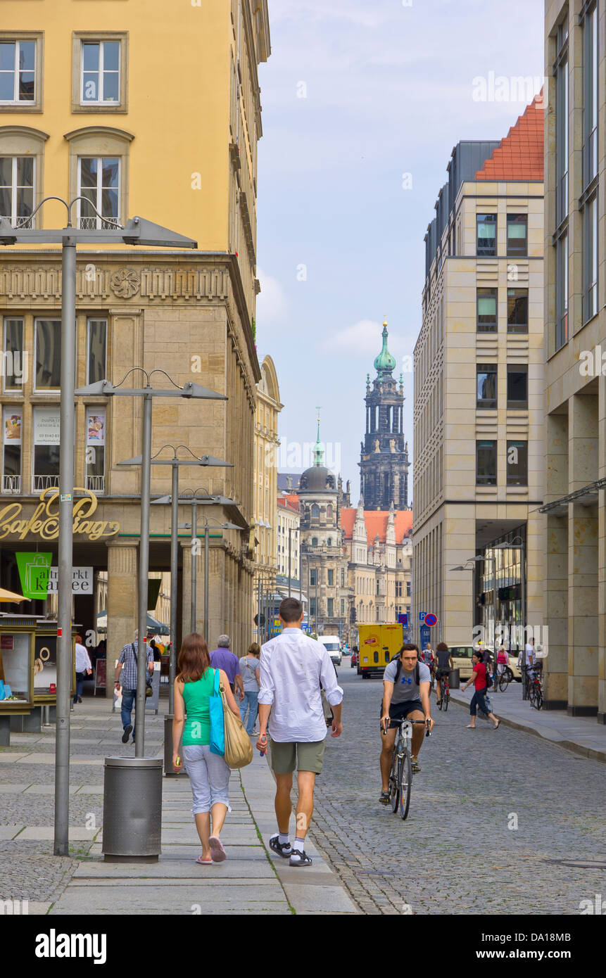 Scena urbana a Dresda in Sassonia, Germania Foto Stock