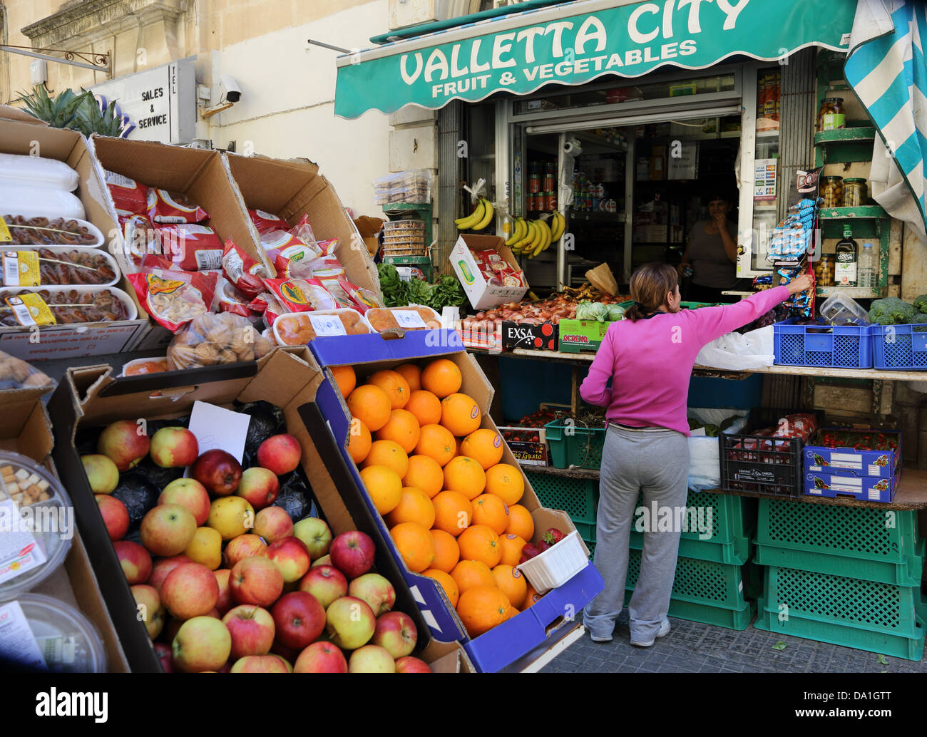 Frutta fresca e verdura SHOP,Valletta, Malta Foto Stock