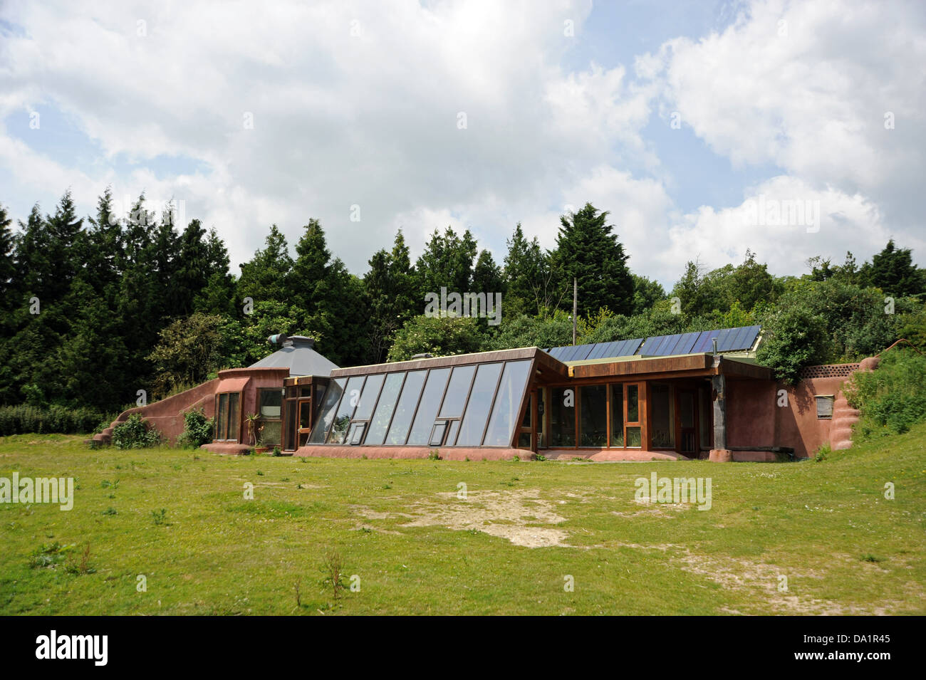 La Earthship Eco progetto a Stanmer Organics Brighton Regno Unito Foto Stock