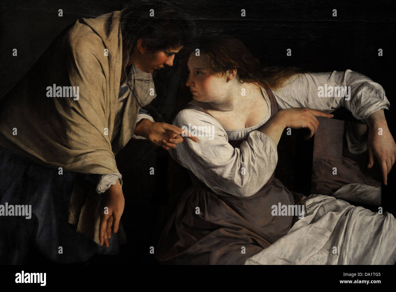 Orazio Gentileschi (1563 -1639). Pittore italiano. Due donne con uno specchio, c.1620. Alte Pinakothek. Monaco di Baviera. Germania. Foto Stock
