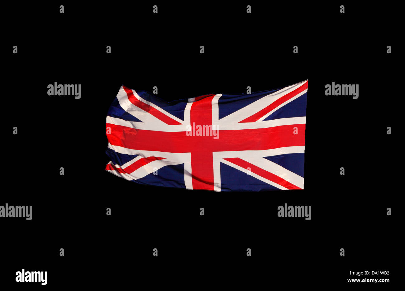 Union Jack flag su sfondo nero Foto Stock