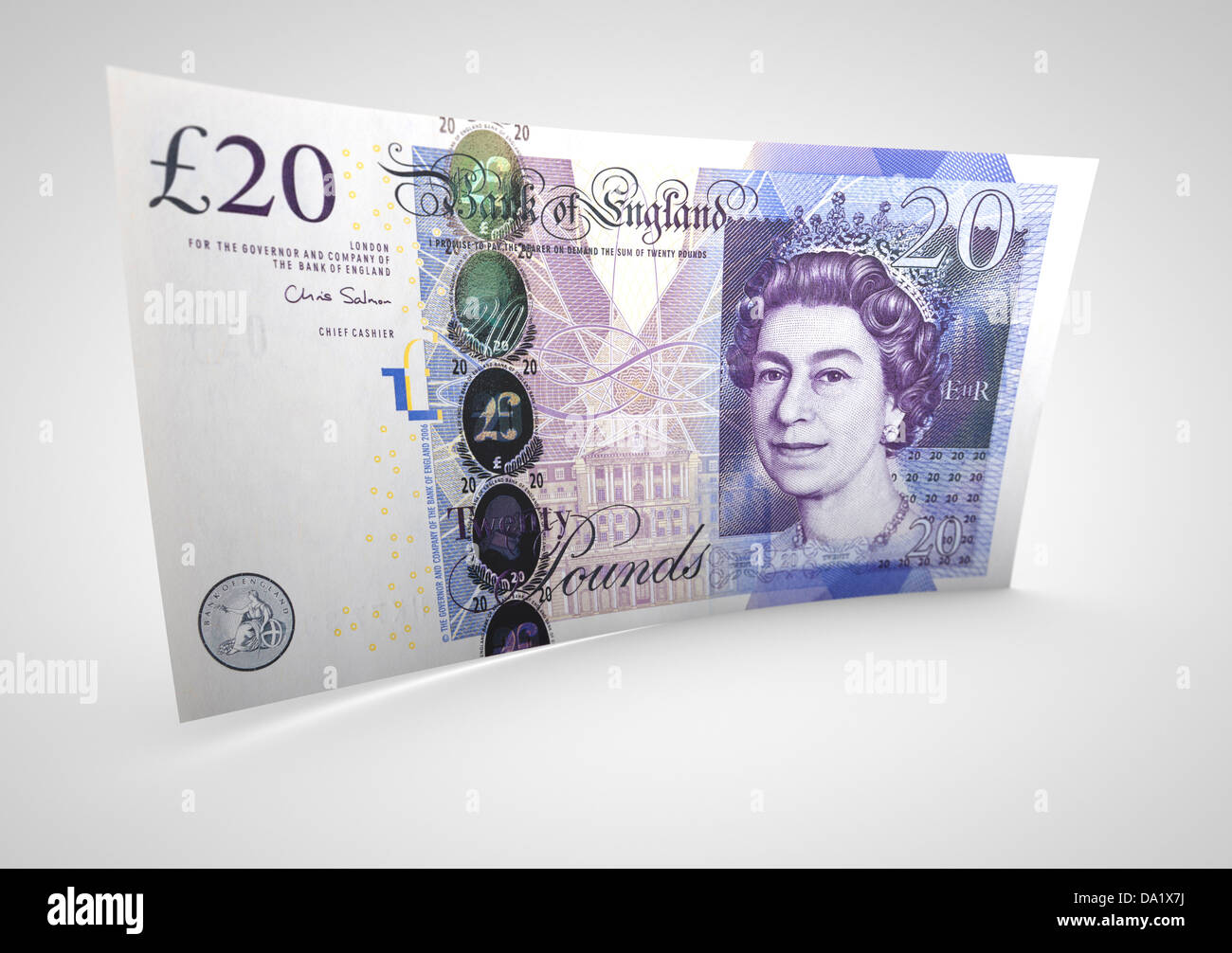 BANCONOTE IN CARTA MONETA GBP Pounds Single Sterling £20 Note Foto Stock