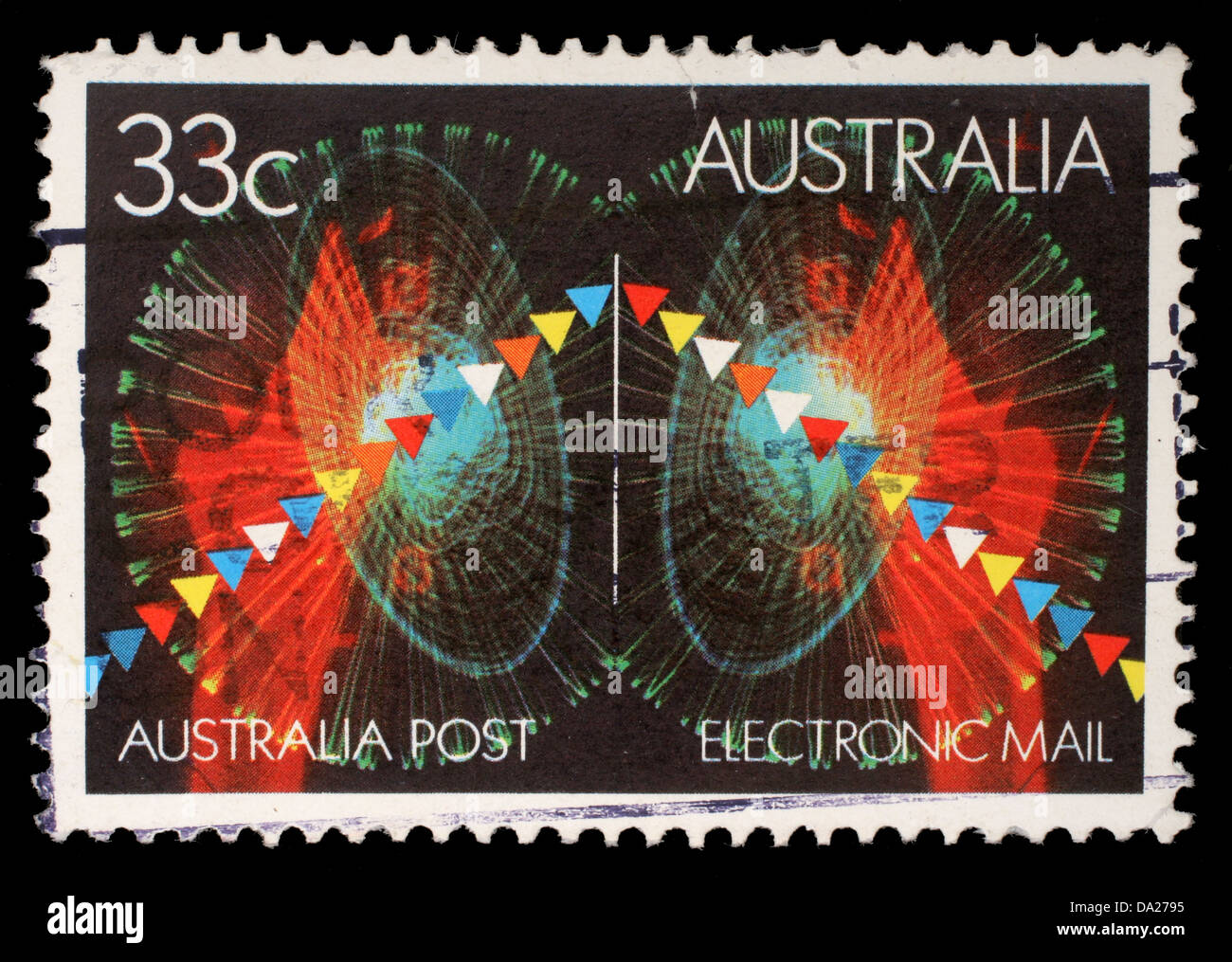 AUSTRALIA - circa 1985: un timbro stampato in Australia mostra simboli della posta elettronica, circa 1985 Foto Stock