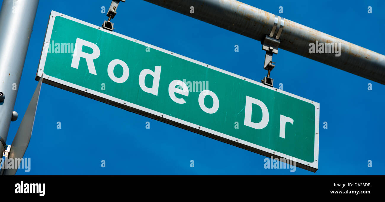 Il cartello stradale di Rodeo Drive a Beverly Hills California Foto Stock