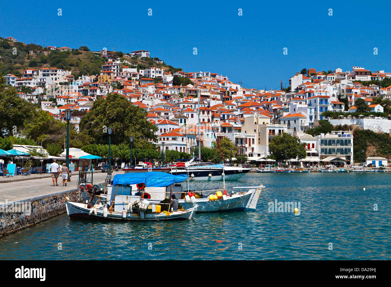 Skopelos island in Grecia. Vista del porto vecchio Foto Stock