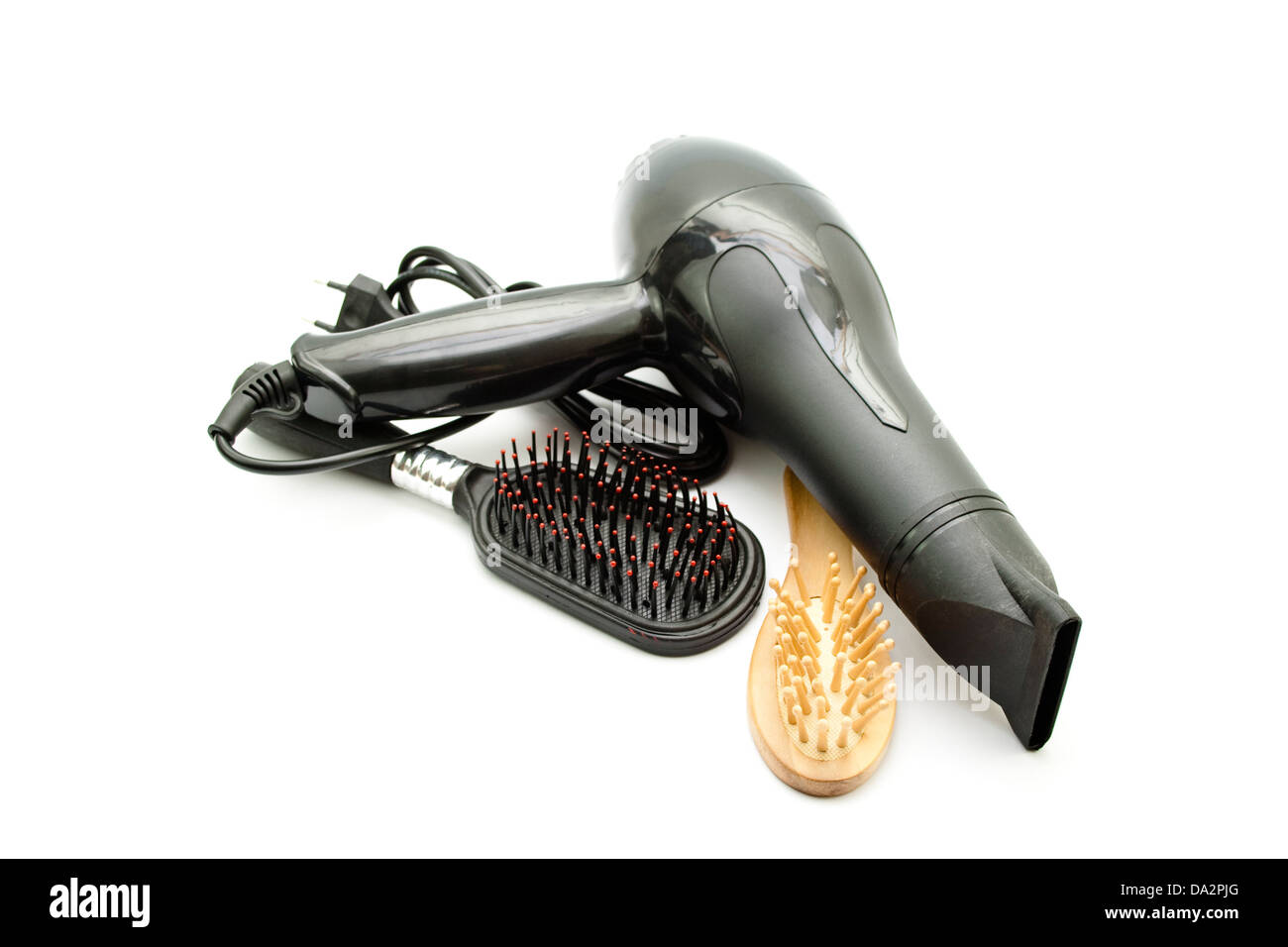 Asciugacapelli con differenti spazzola per capelli Foto Stock
