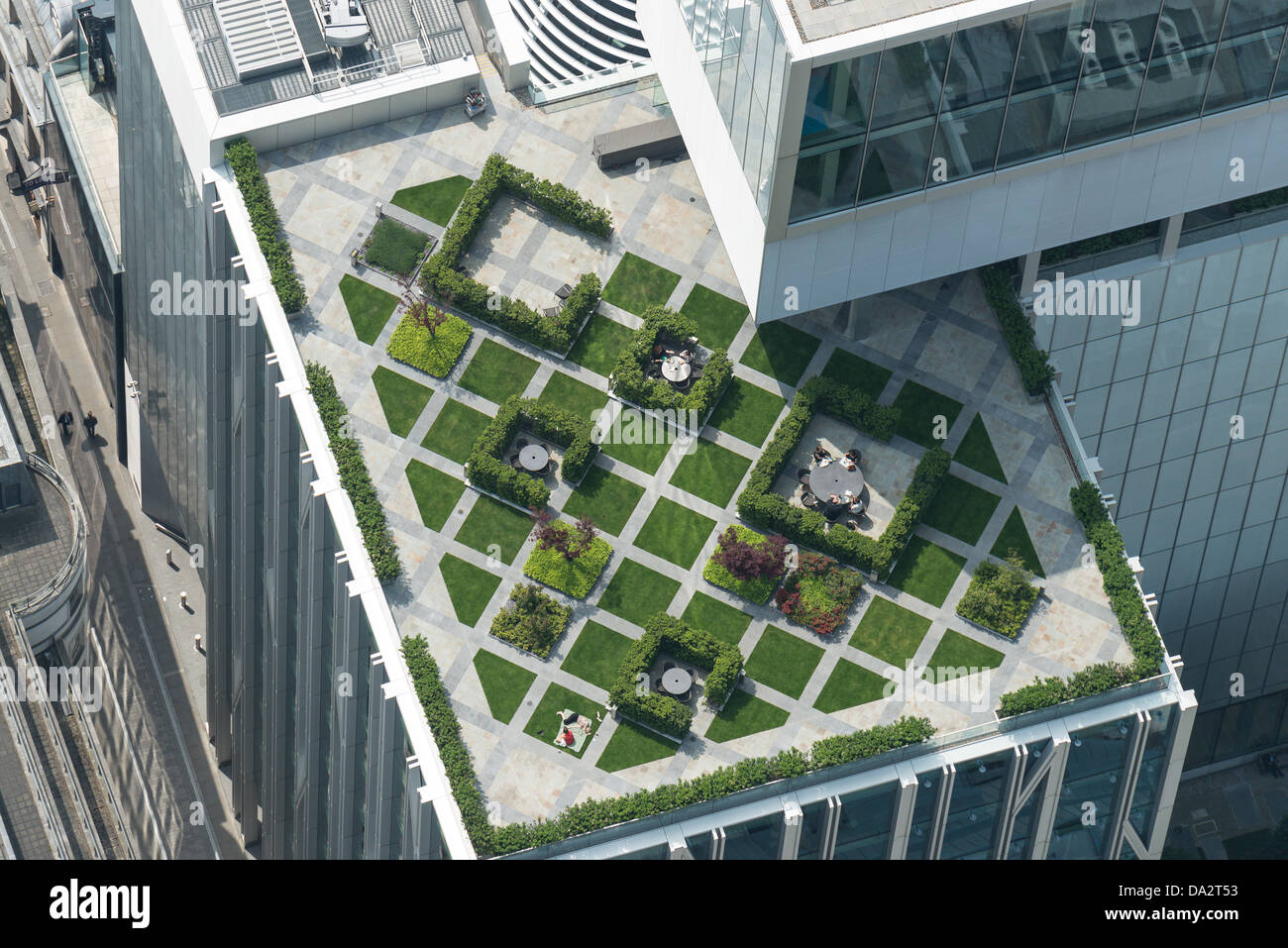 Fotografia aerea di un giardino sul tetto a Londra Foto Stock