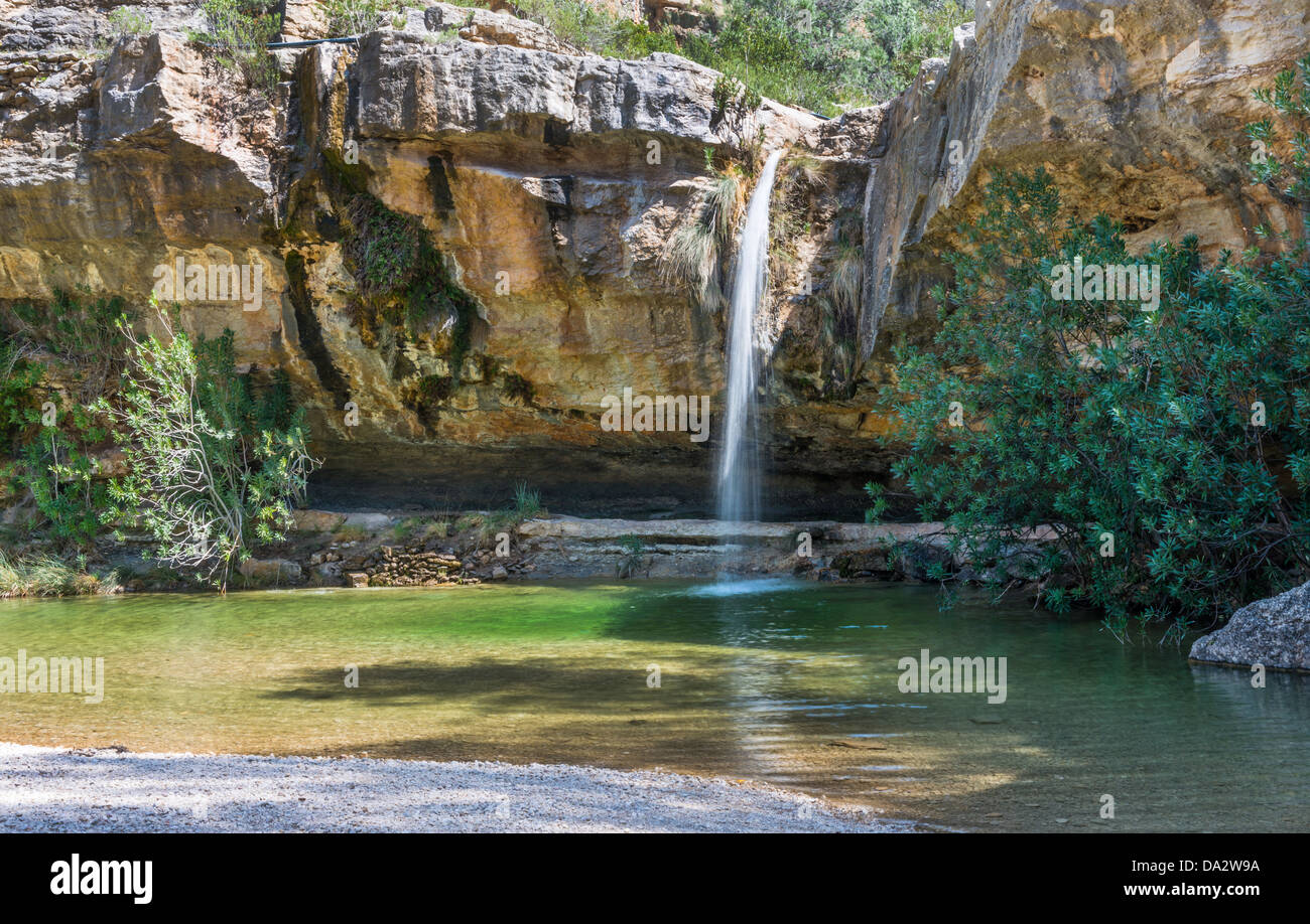 Los Charcos cascata vicino a Ontinyent provincia di Valencia Spagna Foto Stock