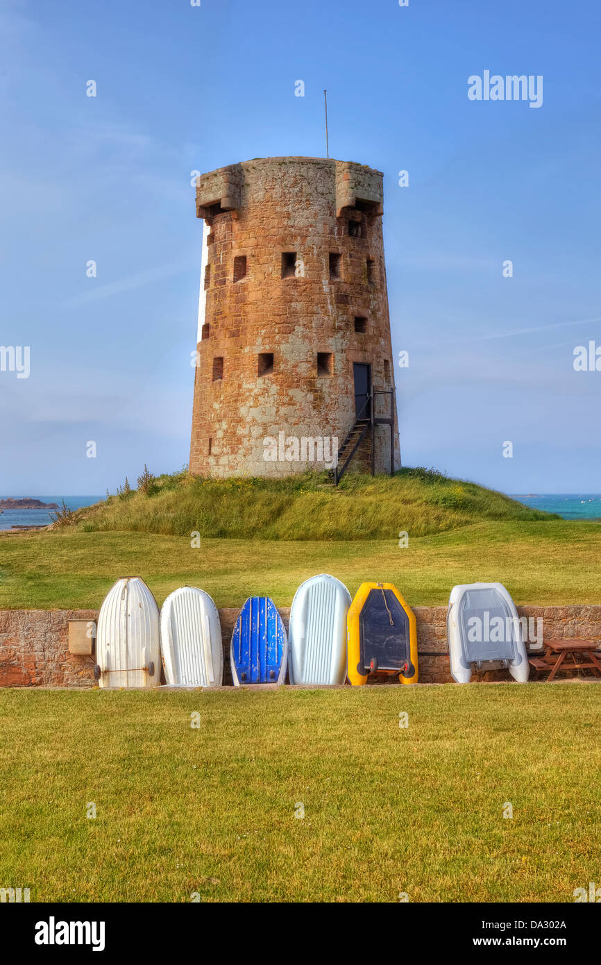 Le Hocq tower, Jersey, Regno Unito Foto Stock