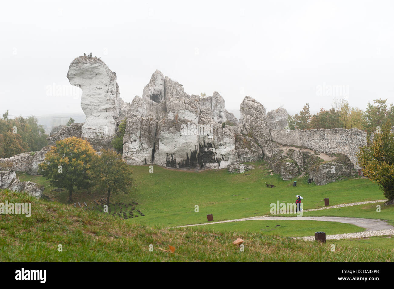 Il castello di Ogrodzieniec, Slesia Voiodeship, Polonia Foto Stock