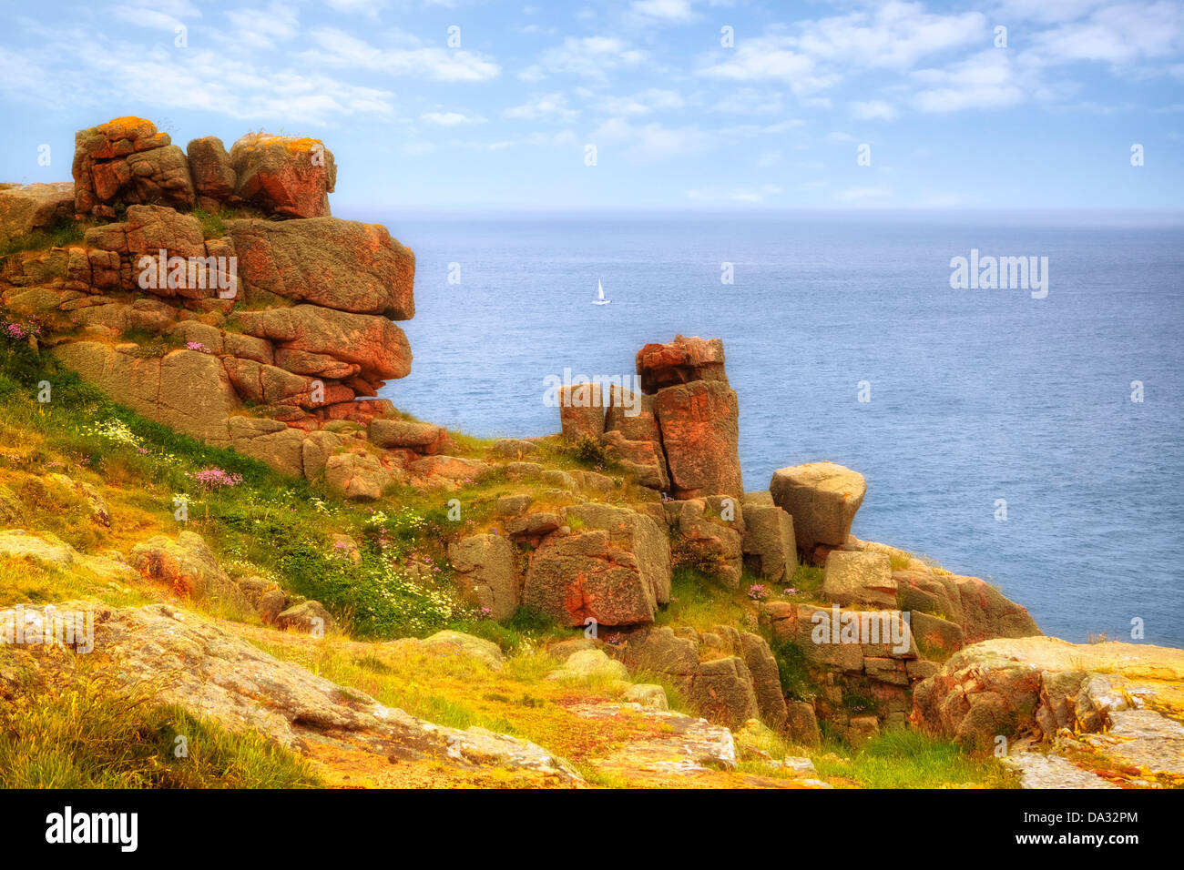 Formazione di roccia presso il Comune Portelet, St Brelade, Jersey, Regno Unito Foto Stock