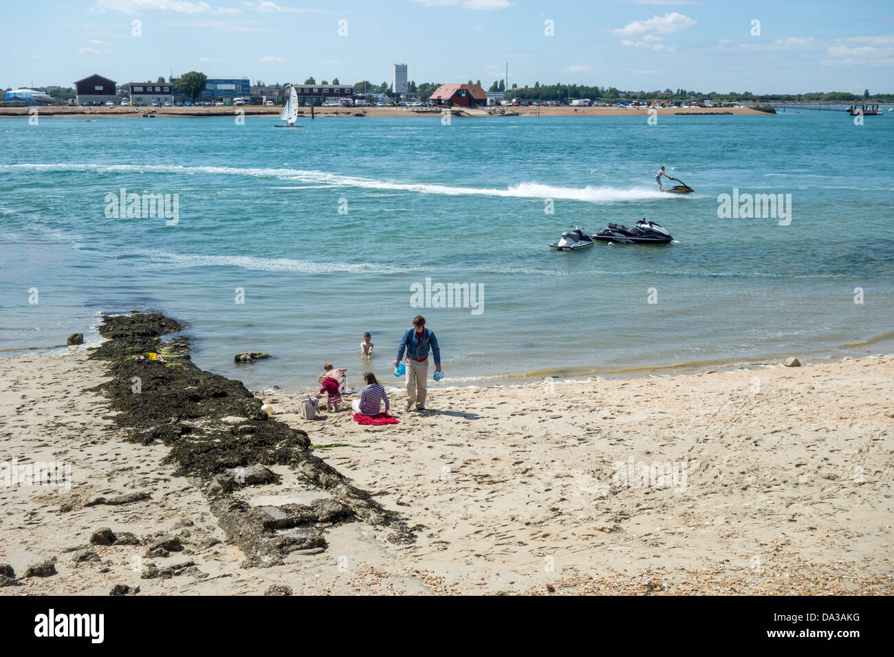 Hayling Island Beach ingresso Langstone Harbour Punto di traghetto Foto Stock