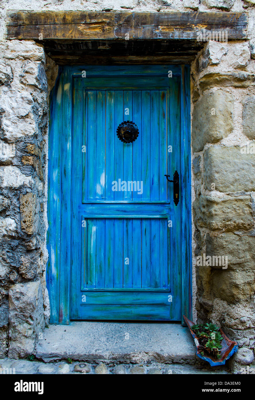 porta blu Foto Stock