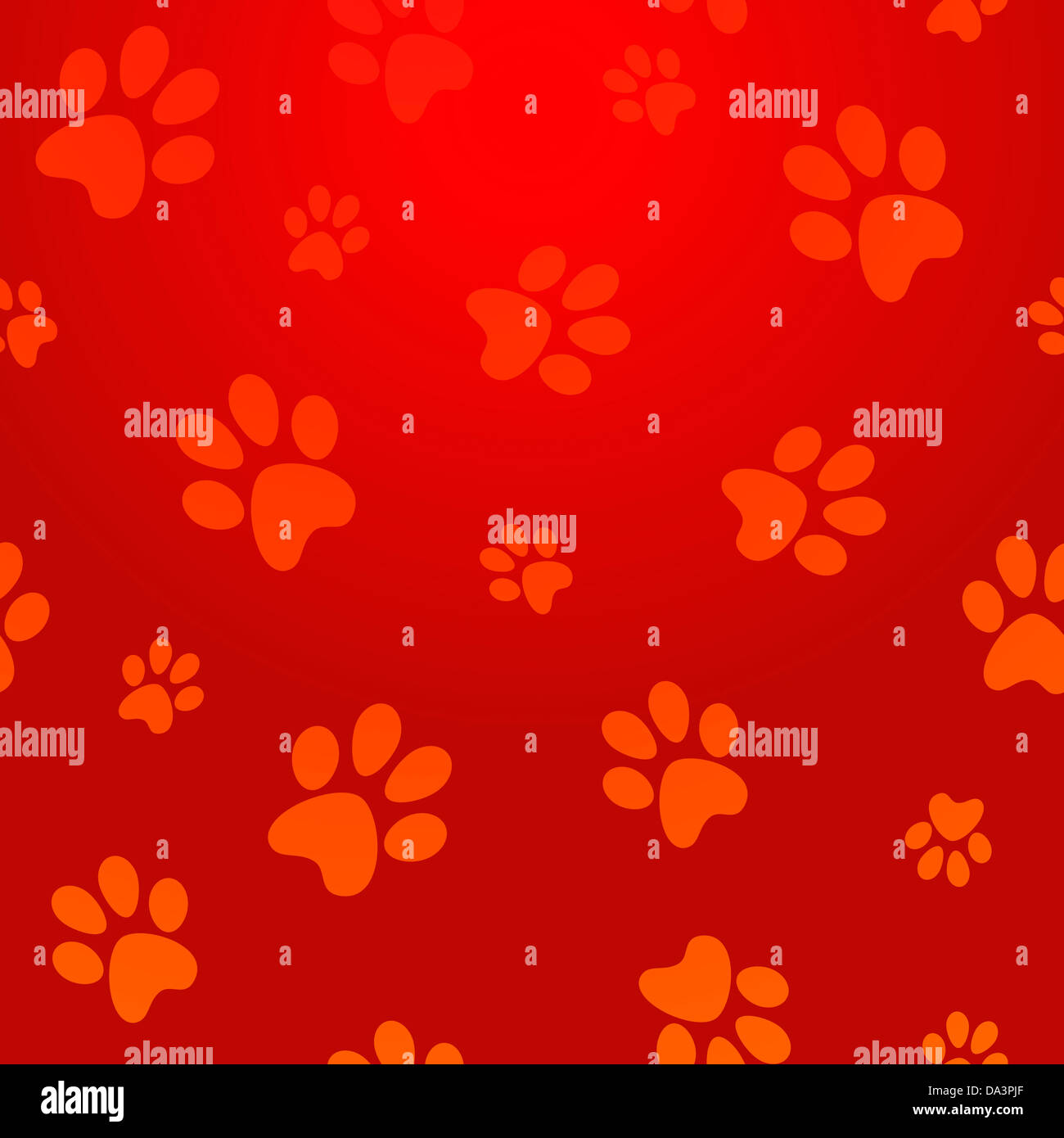 Zampa Pet disegno astratto modello seamless sfondo rosso. Illustrazione Vettoriale stratificata per una facile manipolazione e colorazione personalizzata. Foto Stock