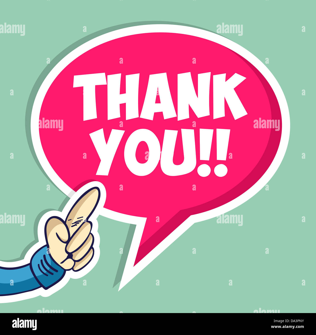 Ringrazio discorso bolla sticker sfondo. File vettoriale stratificata per una facile manipolazione e colorazione personalizzata Foto Stock