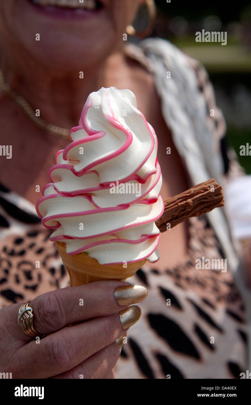 Gelato alla crema con flake Foto Stock