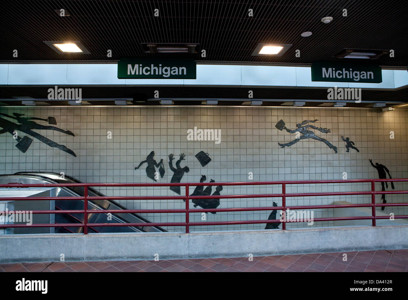 People Mover stazione del Michigan è visto a Detroit (MI) Foto Stock