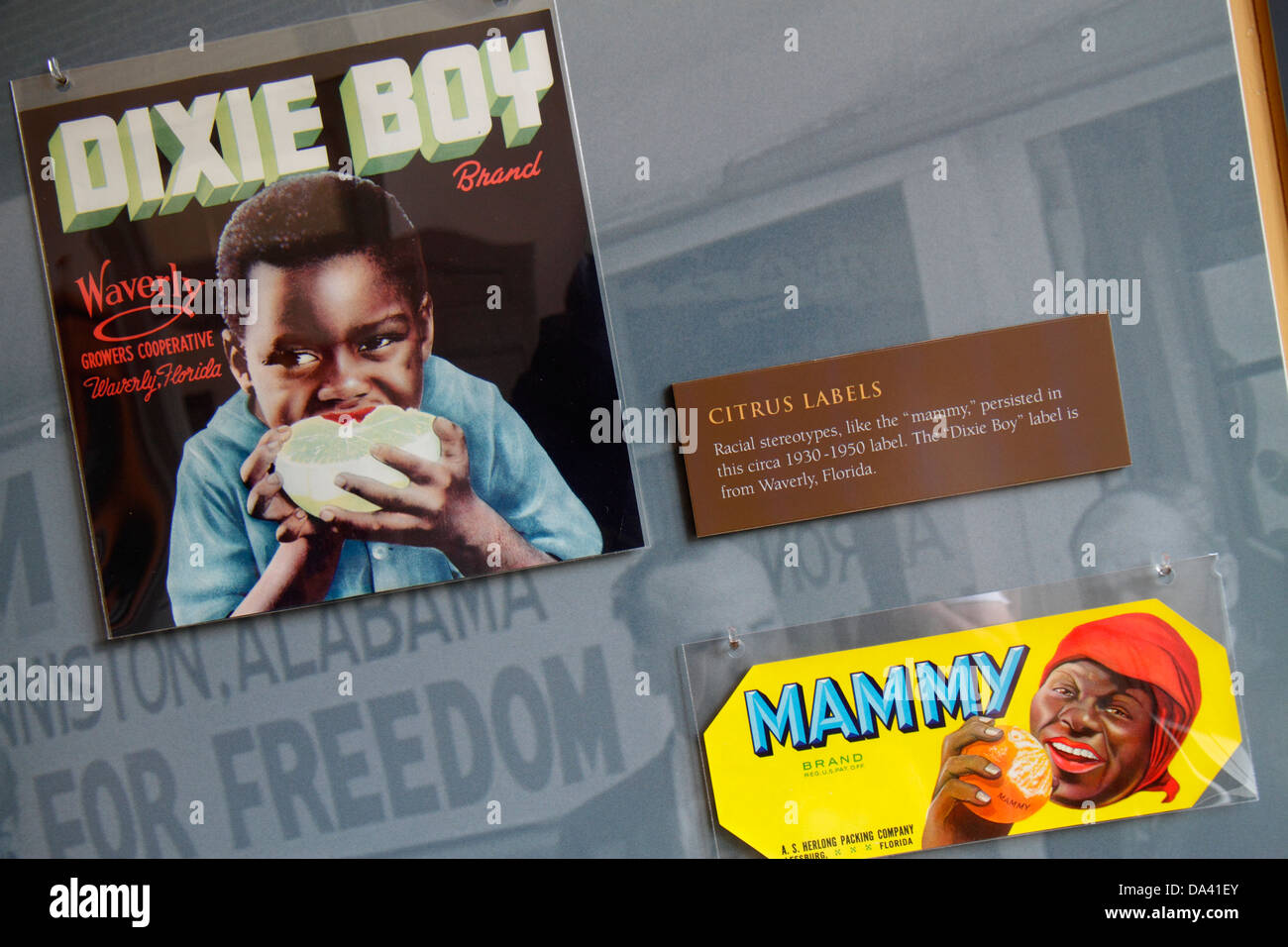 Tallahassee Florida, Florida state Capitol, storico Old Capitol, museo, stereotipo razziale, Black Blacks African Africans etnic Minority, Blacks African e Foto Stock