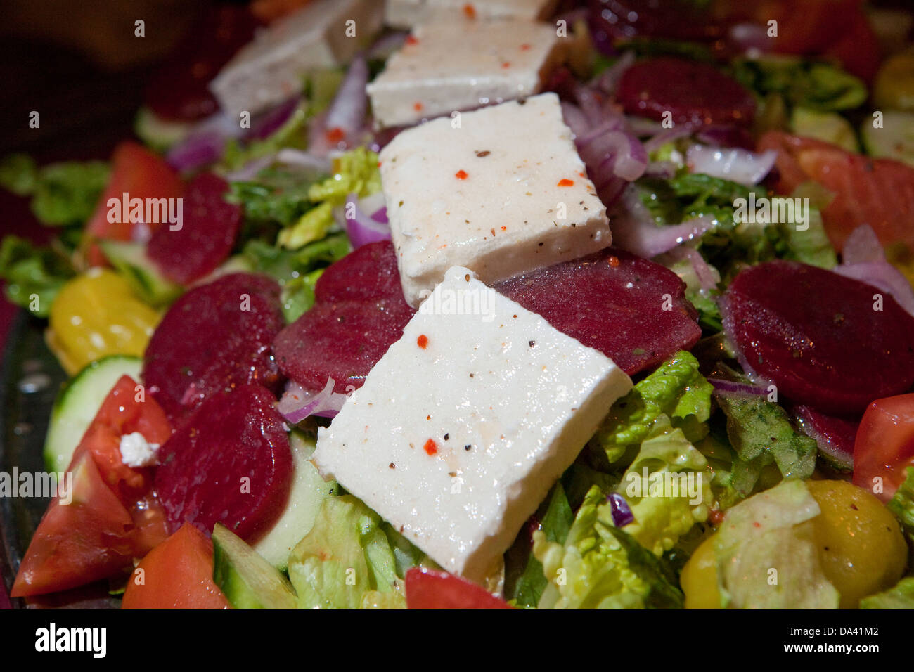 Un'insalata greca è visto a Pegasus ristorante a Detroit (MI) Foto Stock