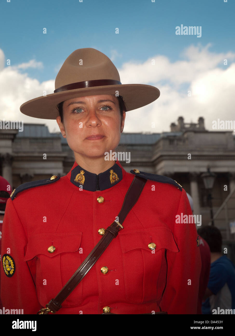 Un Mountie canadese in Canada alle celebrazioni del Giorno a Londra Foto Stock