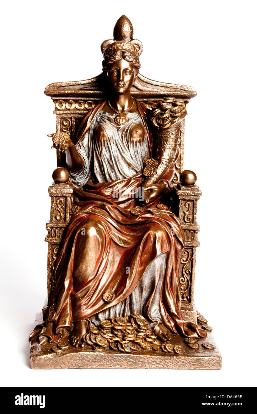 Replica della statua della dea romana Fortuna Foto Stock