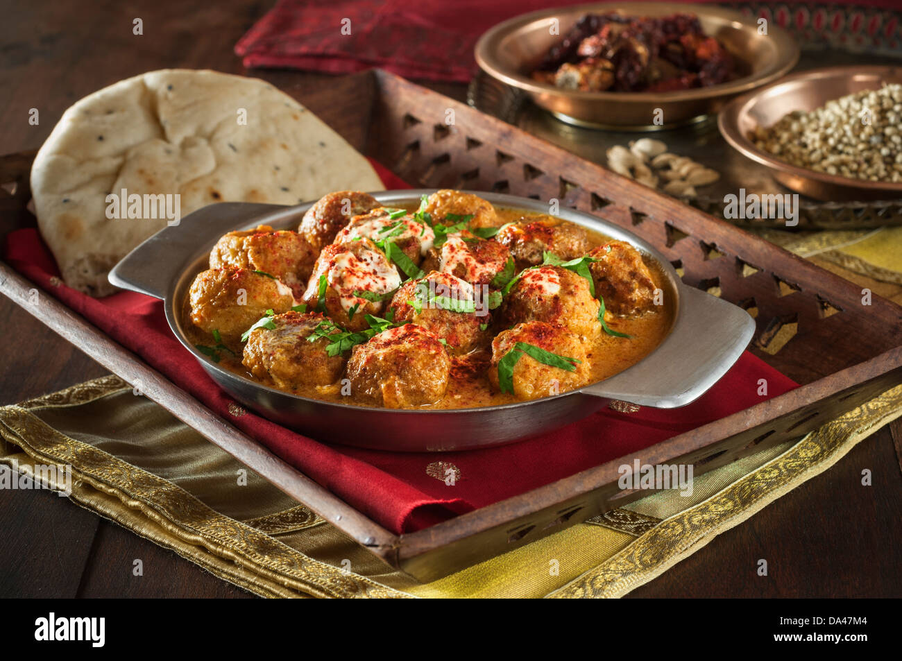 Malai kofta. Il Paneer gnocchi in una crema di pomodoro salsa India del Nord il cibo Foto Stock