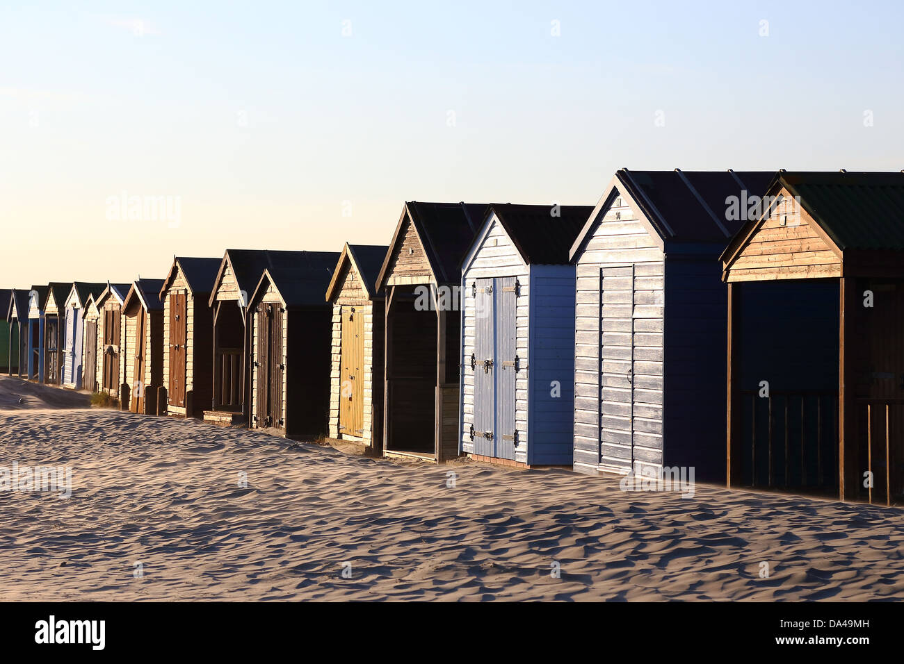 Cabine sulla spiaggia, a West Wittering, Inghilterra Foto Stock