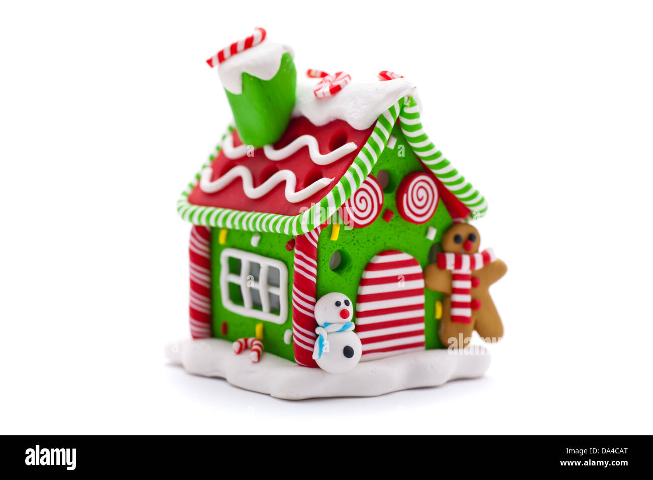 Panpepato di natale decorazione casa, su sfondo bianco. Foto Stock