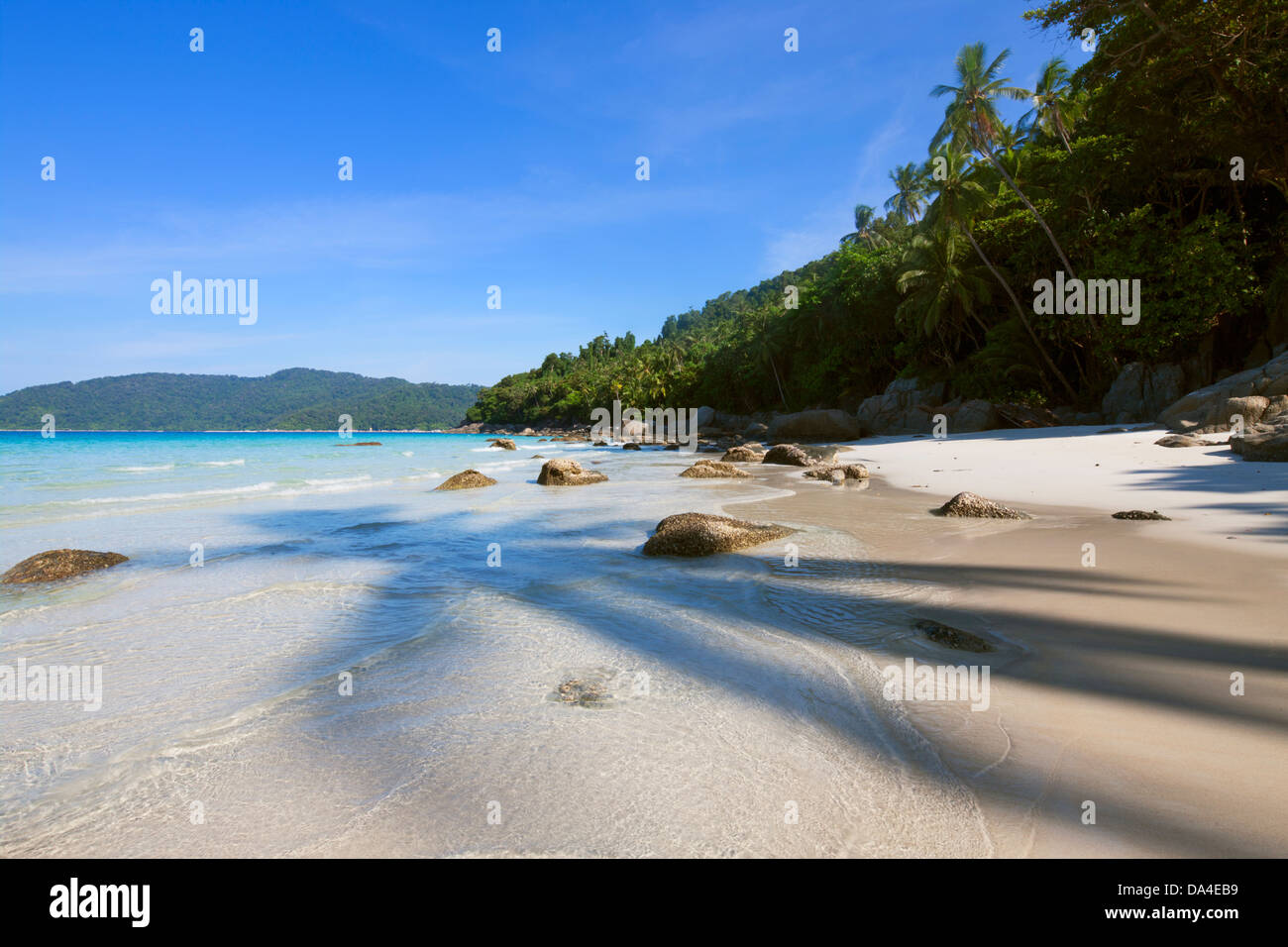 Spiaggia deserta, Perhentian Islands, Terengganu, Malaysia Foto Stock