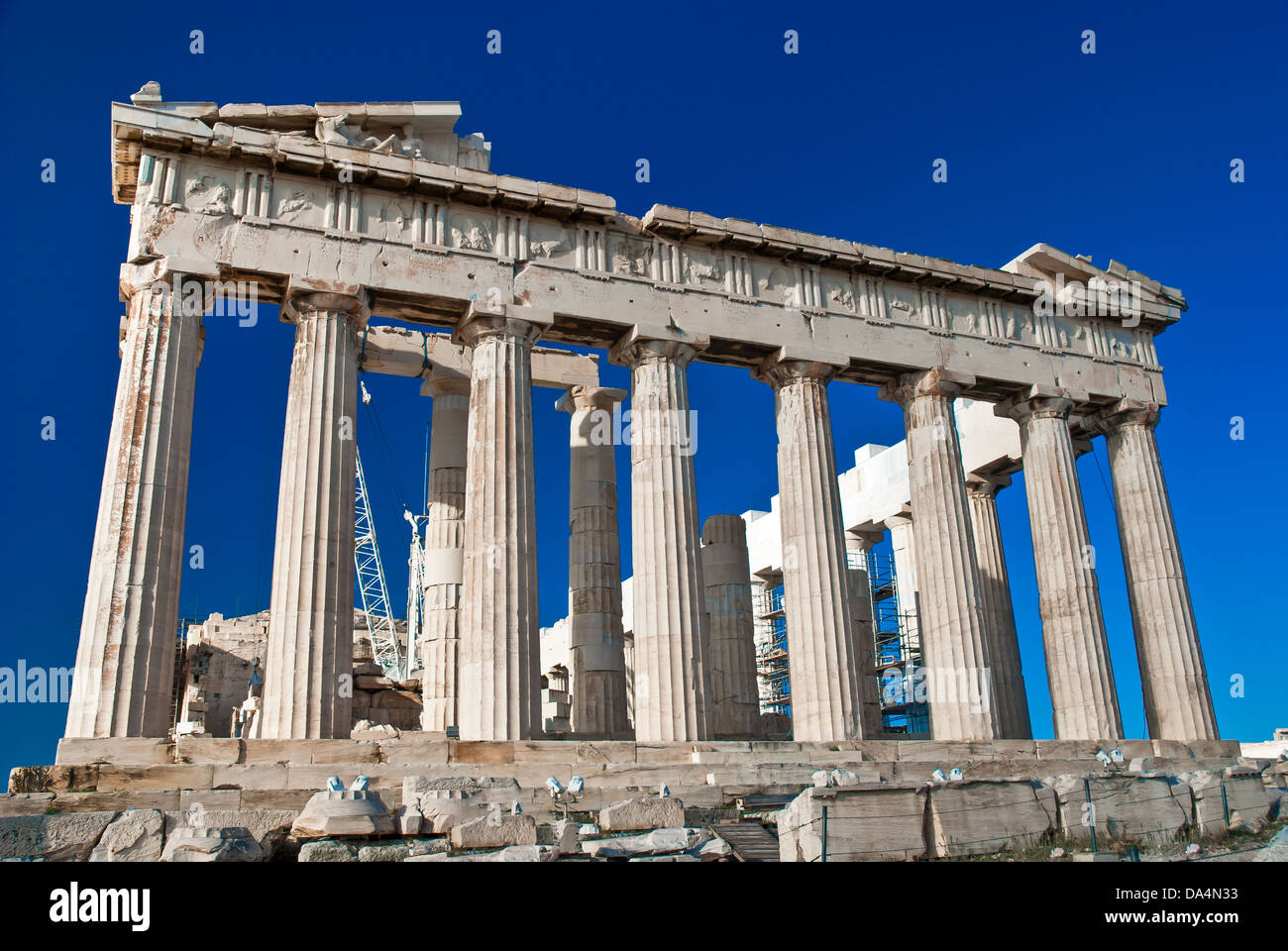 Dettaglio del Partenone tempio Acropoli Foto Stock