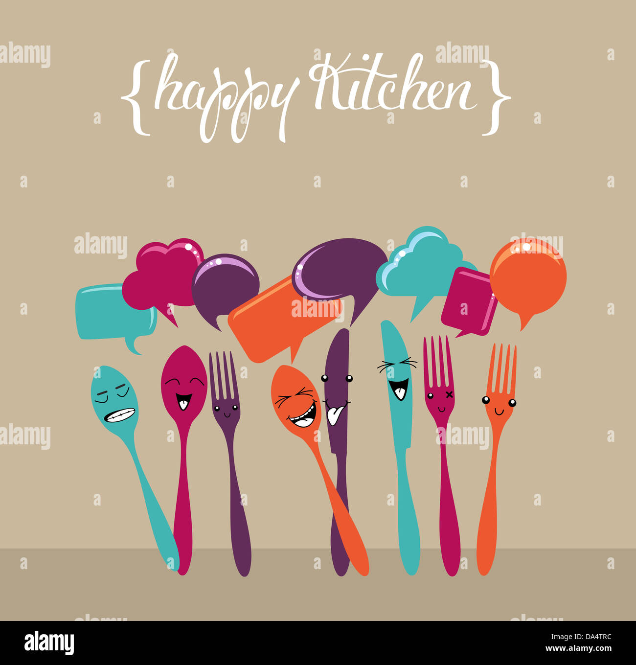 Colorato felice social network argenteria set di icone. File vettoriale stratificata per una facile manipolazione e colorazione personalizzata. Foto Stock