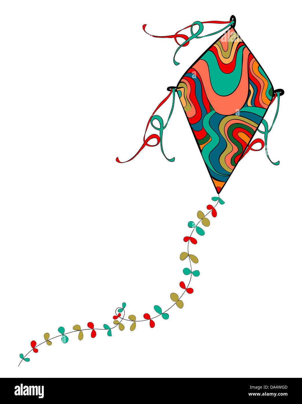 Isolato di colori brillanti aquilone volante. File vettoriale stratificata per una facile manipolazione e colorazione personalizzata. Foto Stock