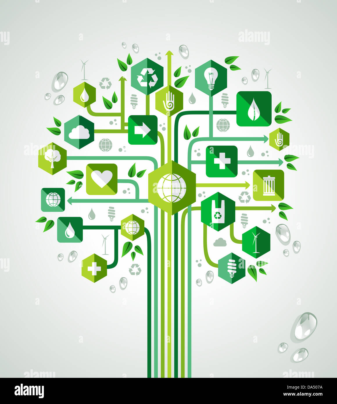 Verde tecnologia risorse concept design ad albero. File vettoriale stratificata per una facile manipolazione e colorazione personalizzata. Foto Stock